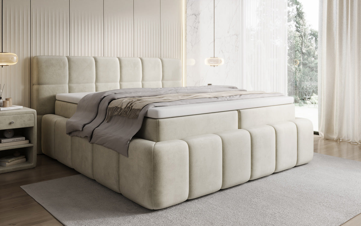 Boxspringbett Bombo mit Stauraum in Samt