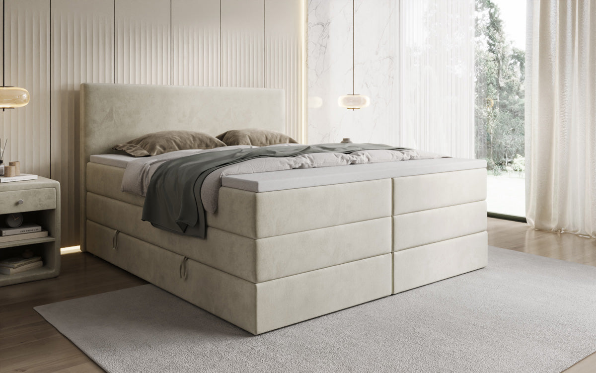 Boxspringbett Kubo King mit Stauraum in Samt