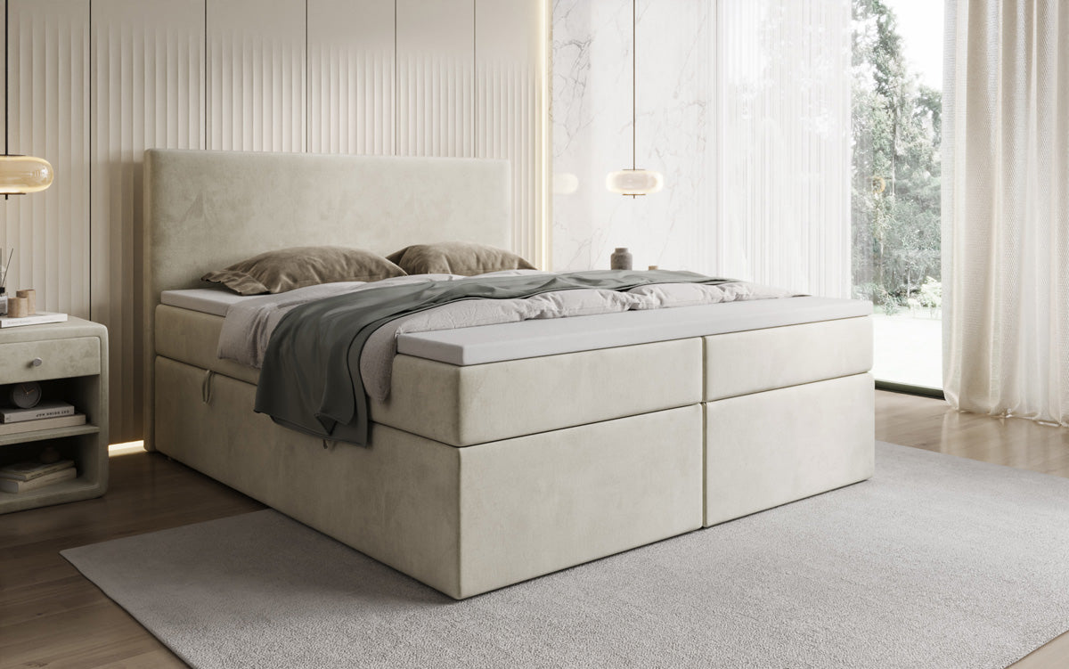 Boxspringbett Kubo mit Stauraum in Samt