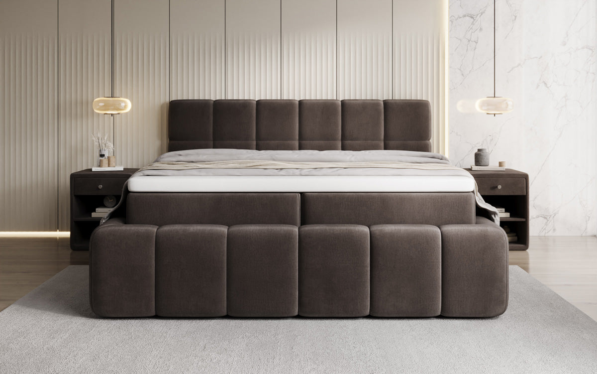 Boxspringbett Bombo mit Stauraum in Samt