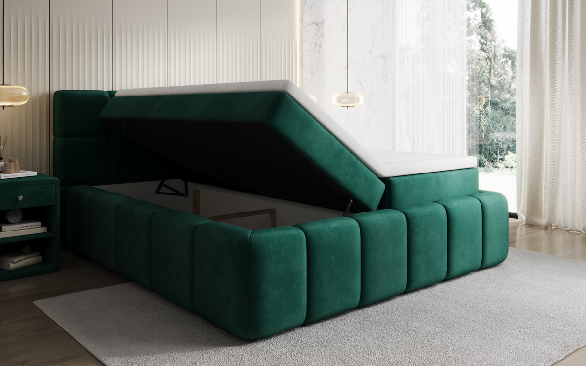 Boxspringbett Bombo mit Stauraum in Samt