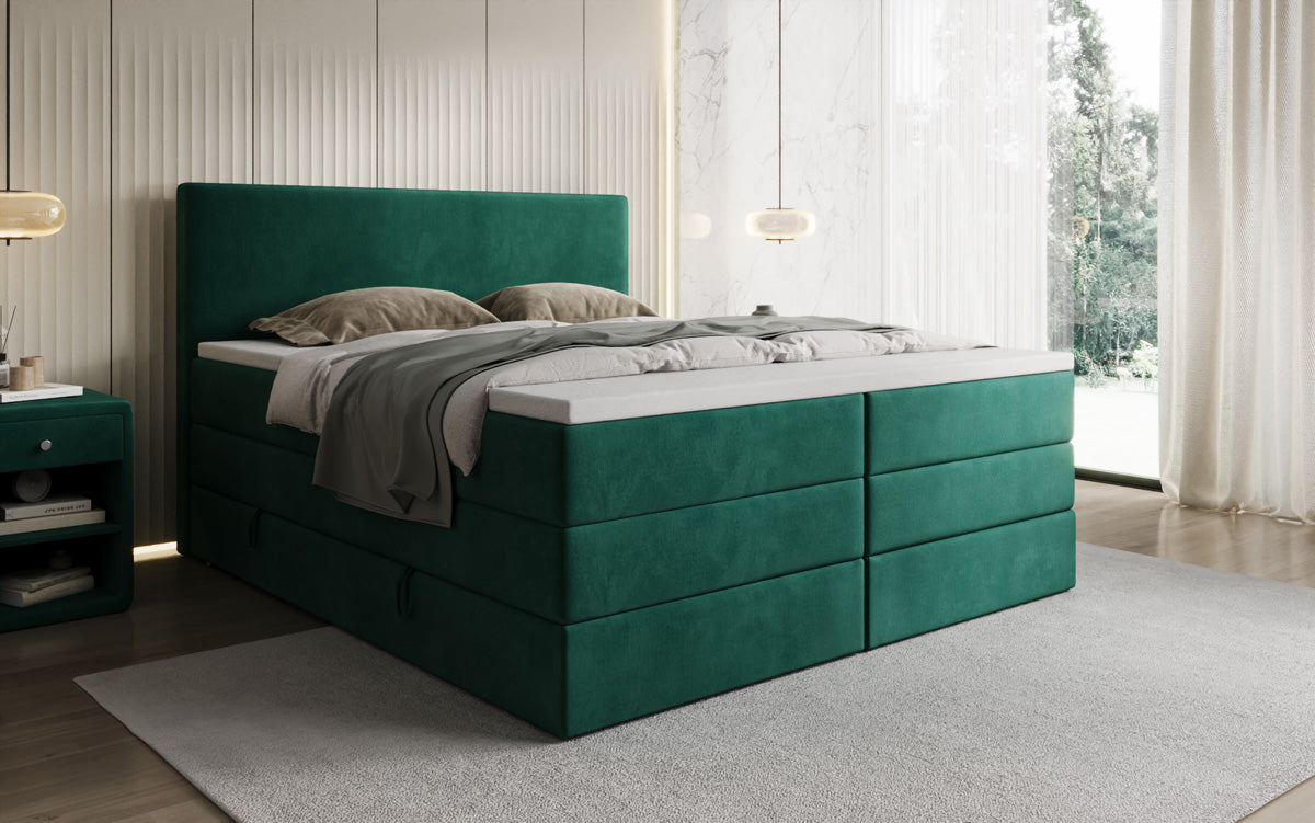 Boxspringbett Kubo King mit Stauraum in Samt