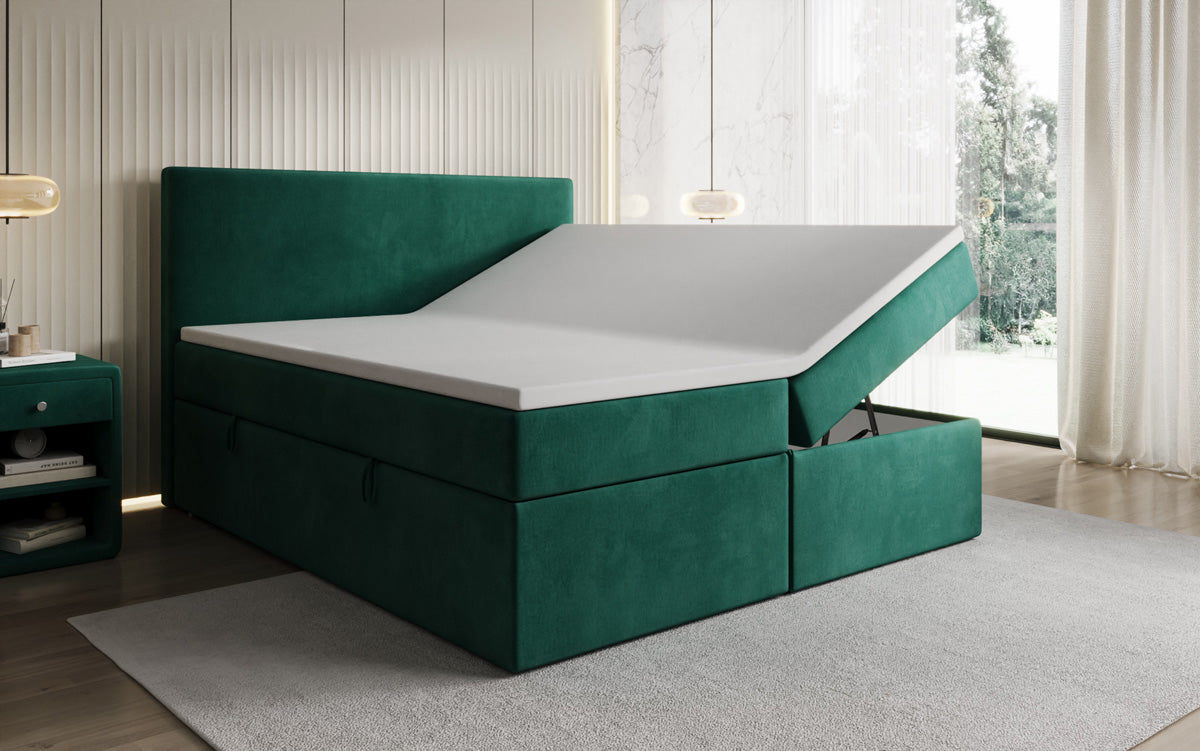 Boxspringbett Kubo mit Stauraum in Samt
