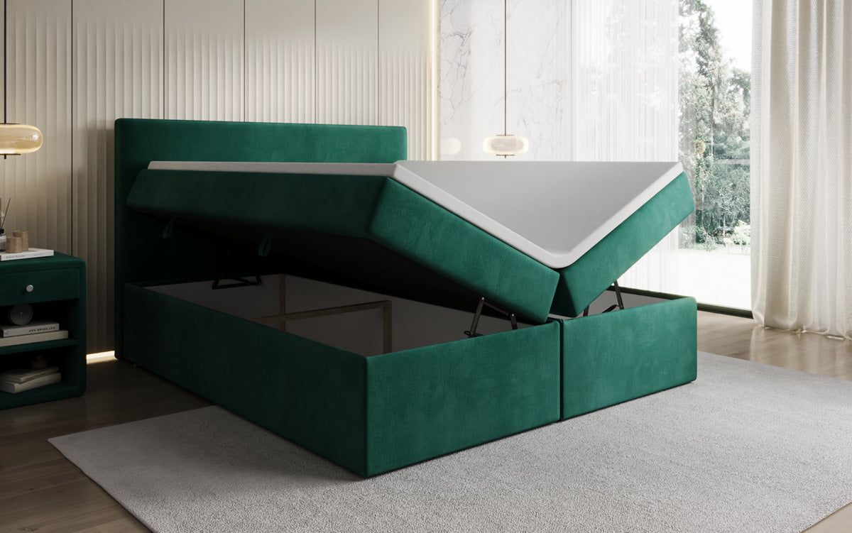 Boxspringbett Kubo mit Stauraum in Samt