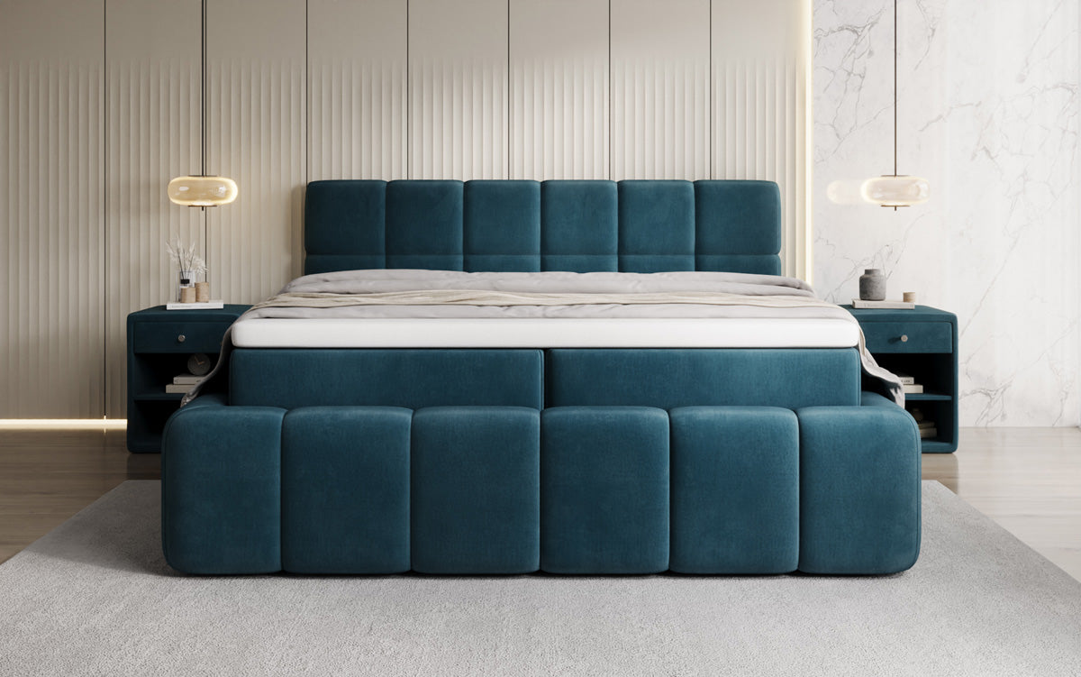 Boxspringbett Bombo mit Stauraum in Samt