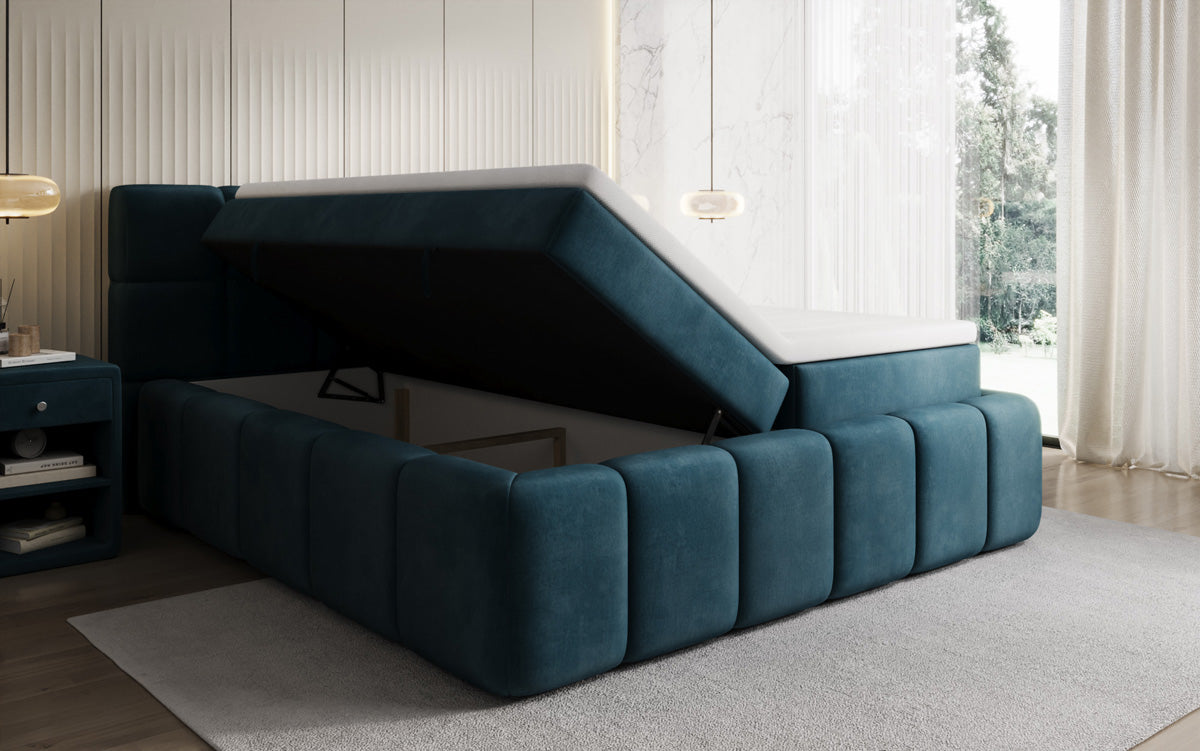 Boxspringbett Bombo mit Stauraum in Samt