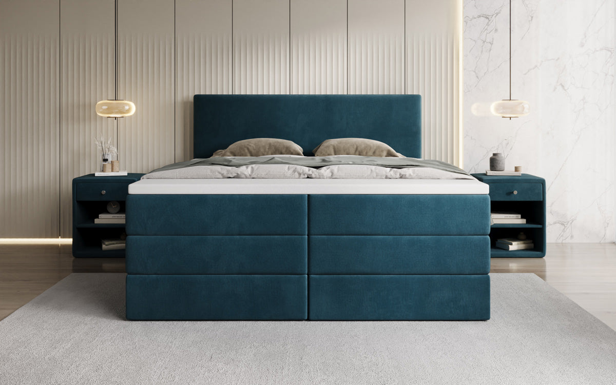 Boxspringbett Kubo King mit Stauraum in Samt