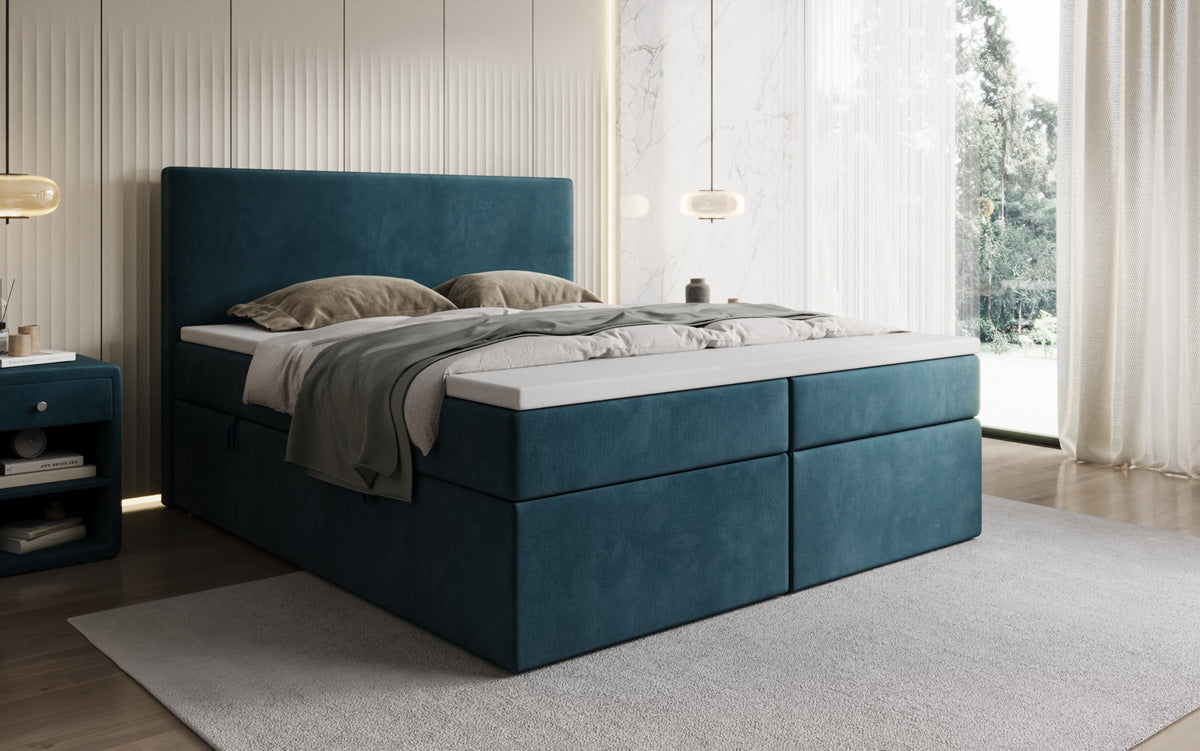 Boxspringbett Kubo mit Stauraum in Samt
