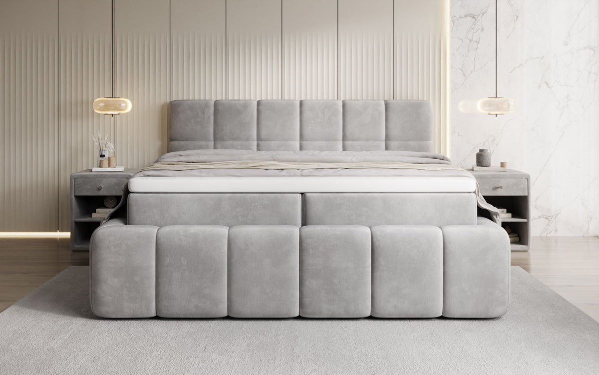 Boxspringbett Bombo mit Stauraum in Samt