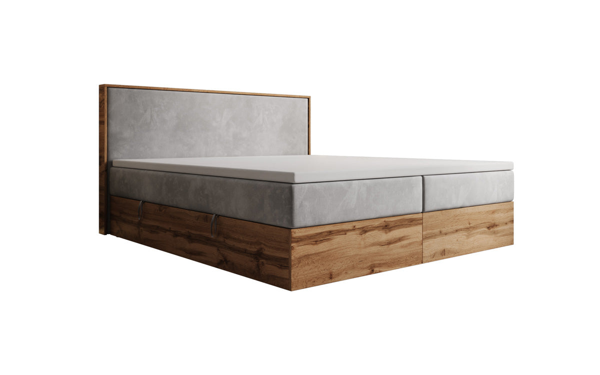 Boxspringbett Timber mit Stauraum in Samt