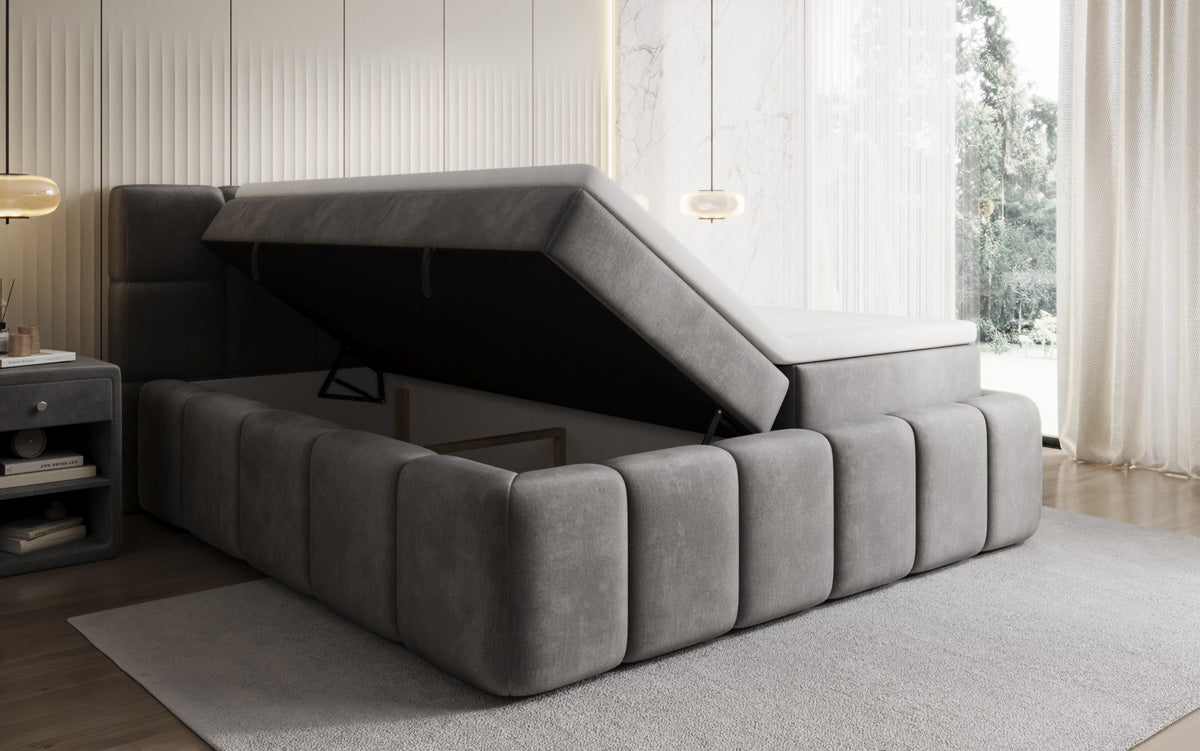 Boxspringbett Bombo mit Stauraum in Samt
