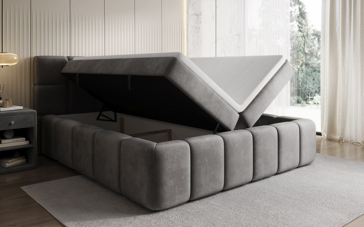 Boxspringbett Bombo mit Stauraum in Samt
