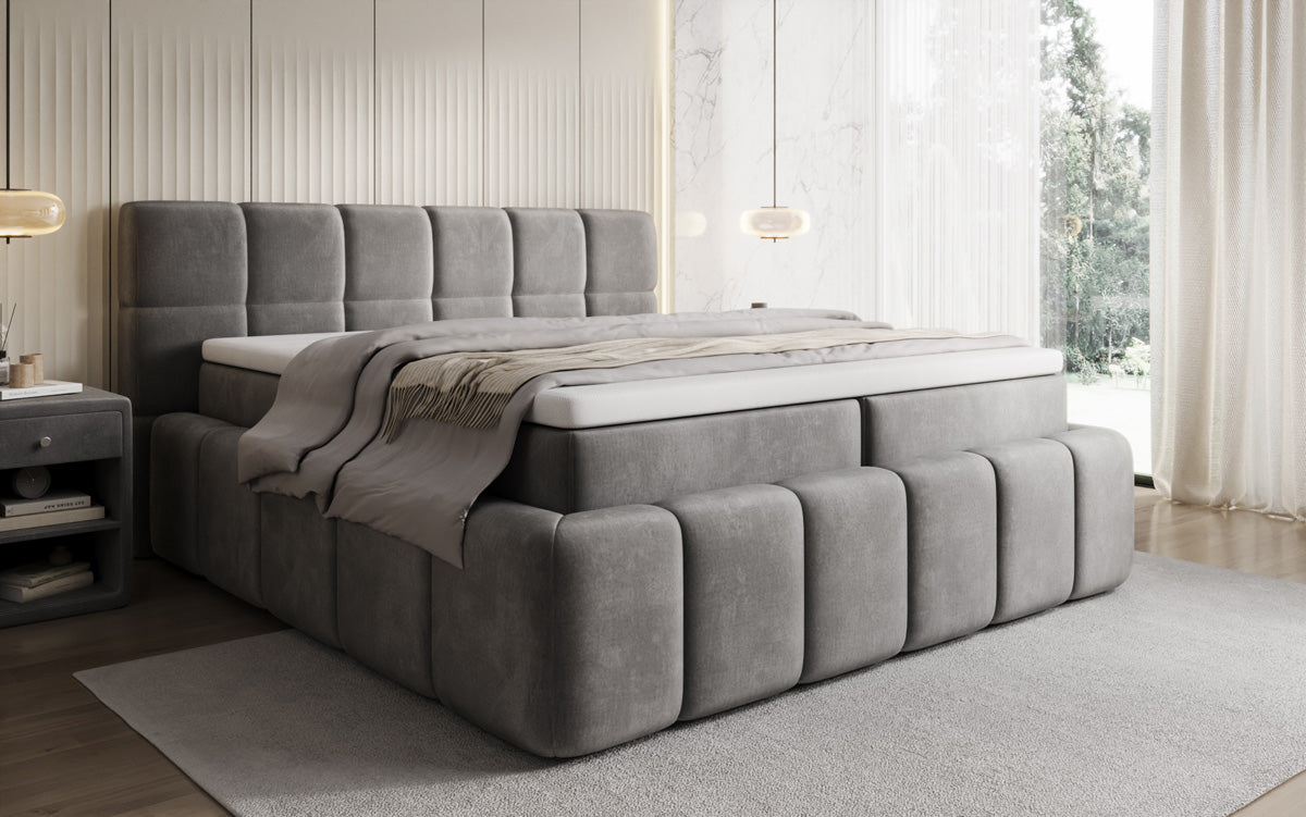 Boxspringbett Bombo mit Stauraum in Samt