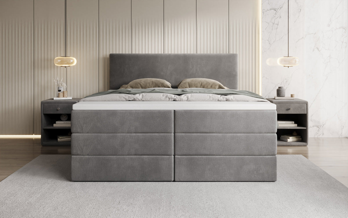 Boxspringbett Kubo King mit Stauraum in Samt