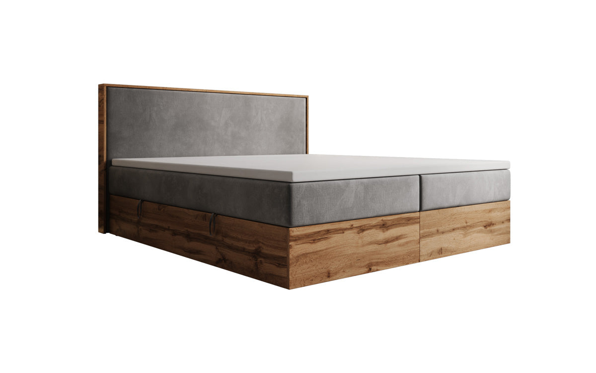 Boxspringbett Timber mit Stauraum in Samt