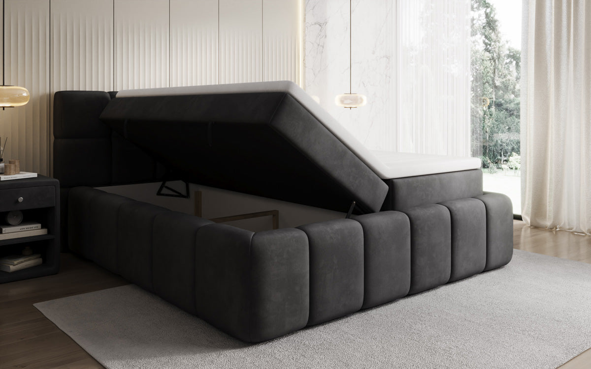 Boxspringbett Bombo mit Stauraum in Samt