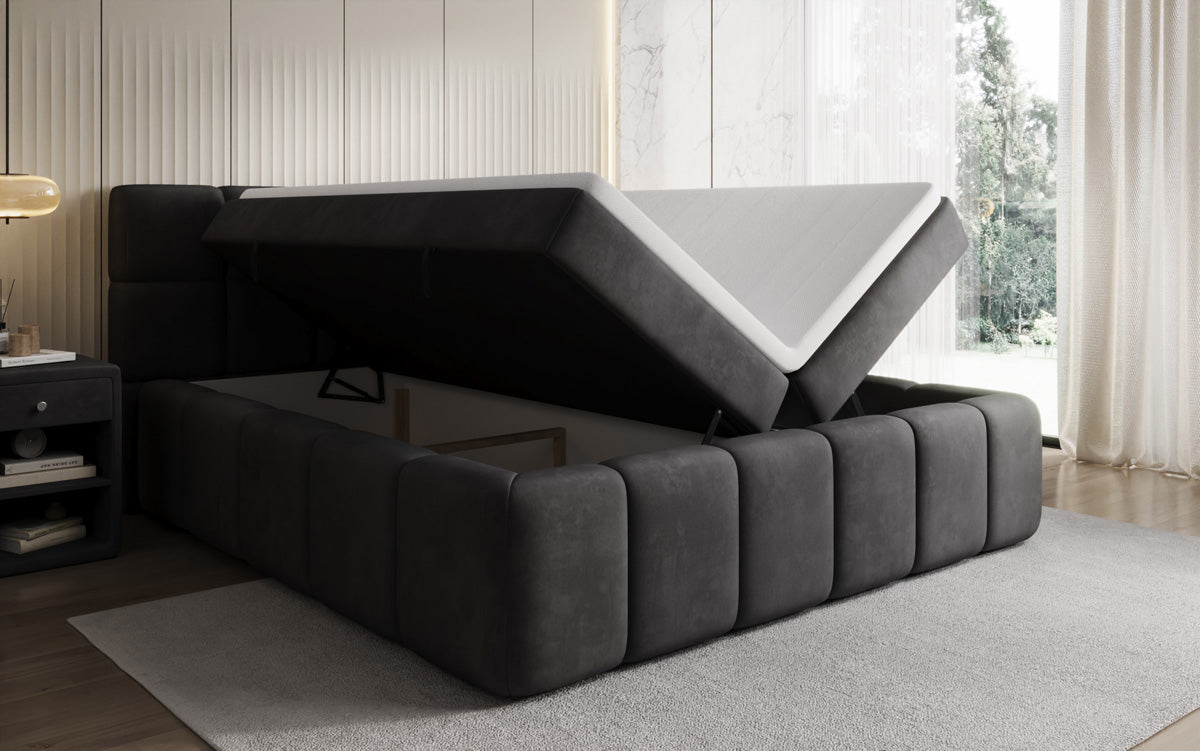 Boxspringbett Bombo mit Stauraum in Samt