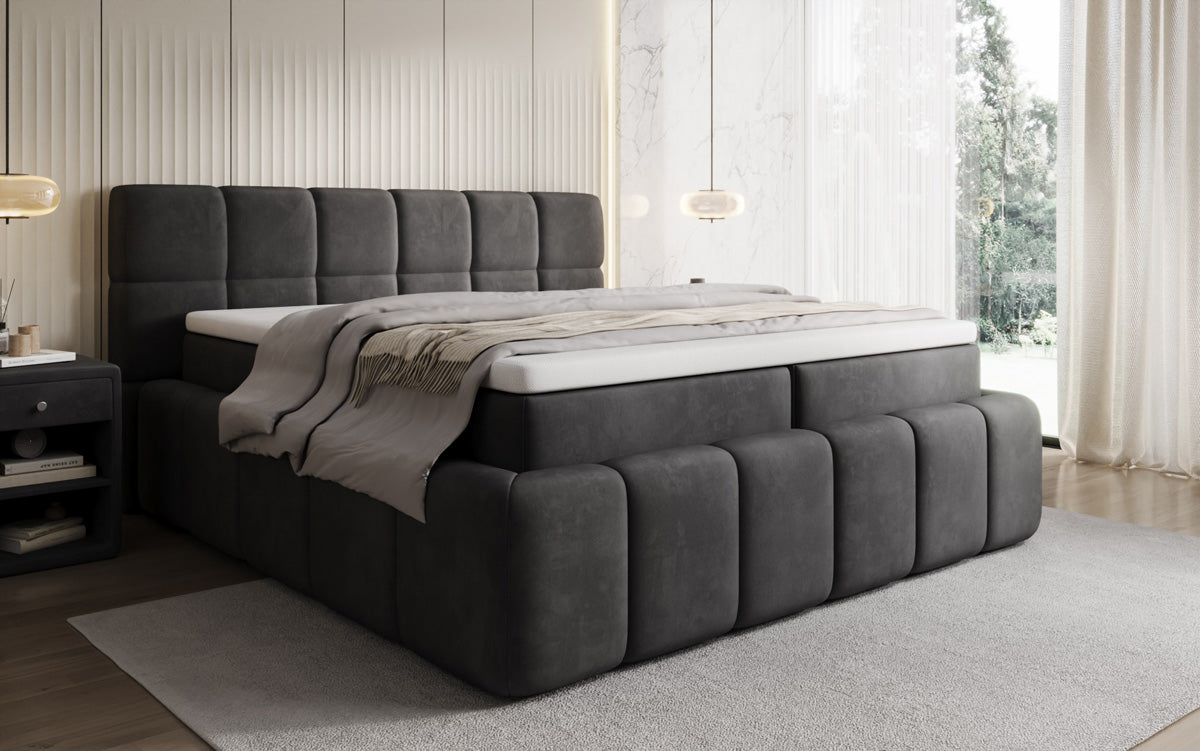 Boxspringbett Bombo mit Stauraum in Samt