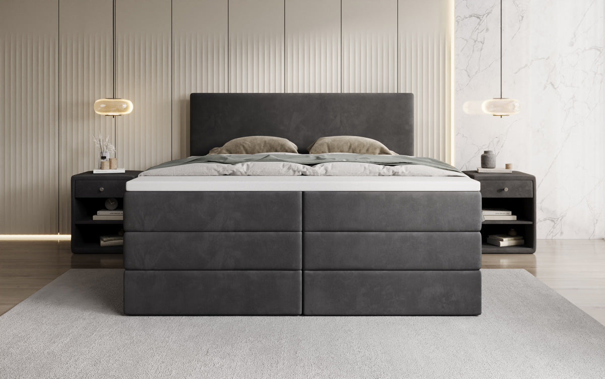 Boxspringbett Kubo King mit Stauraum in Samt