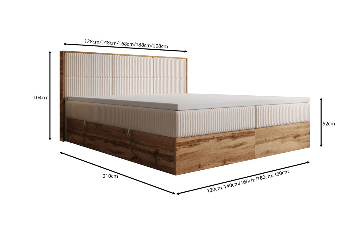 Boxspringbett Timber Panel in Cord mit Stauraum