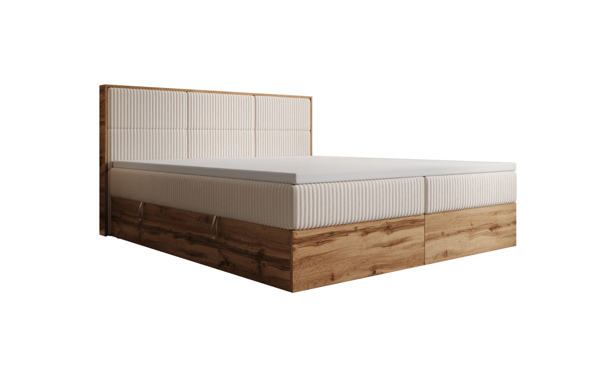 Boxspringbett Timber Panel in Cord mit Stauraum