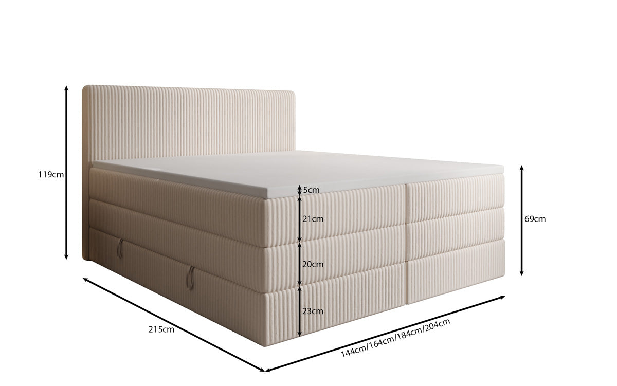 Boxspringbett Kubo King in Cord mit Stauraum