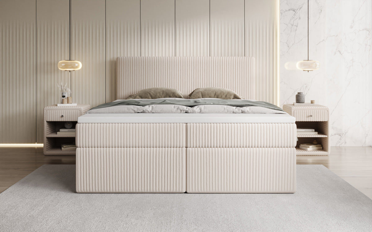 Boxspringbett Kubo in Cord mit Stauraum