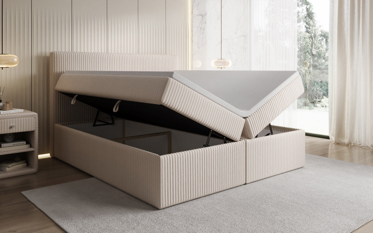 Boxspringbett Kubo in Cord mit Stauraum