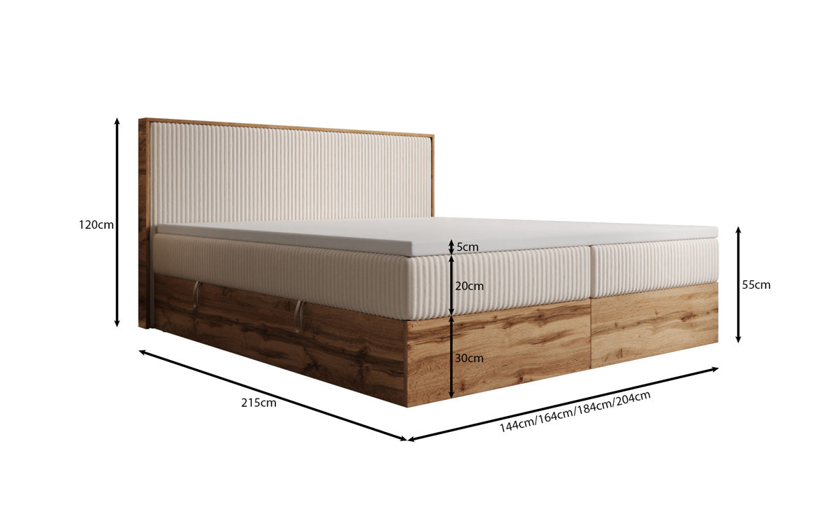 Boxspringbett Timber in Cord mit Stauraum