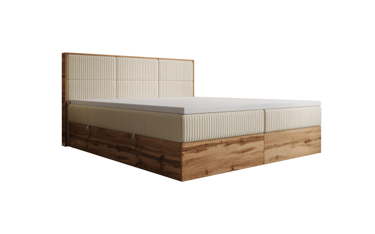 Boxspringbett Timber Panel in Cord mit Stauraum