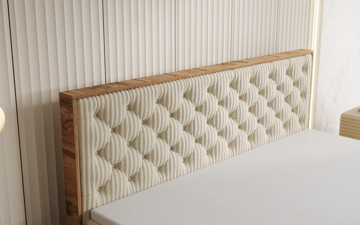 Boxspringbett Timber Chester in Cord mit Stauraum