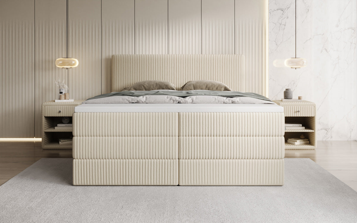 Boxspringbett Kubo King in Cord mit Stauraum