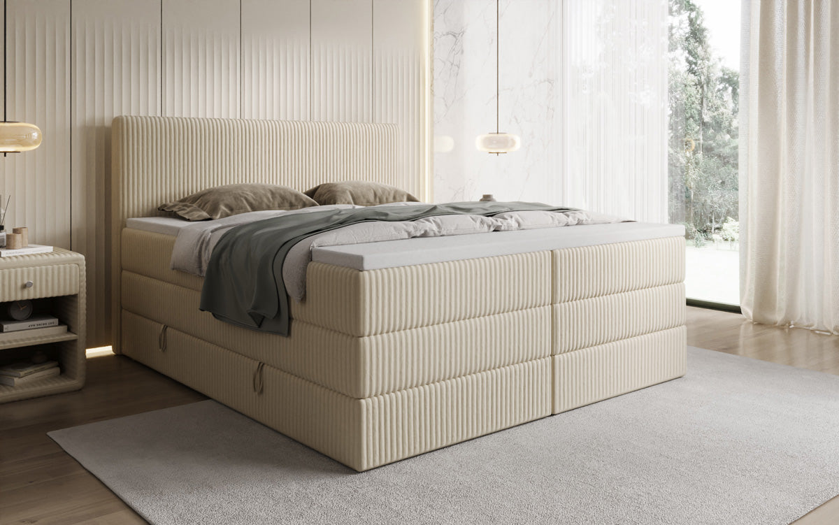 Boxspringbett Kubo King in Cord mit Stauraum