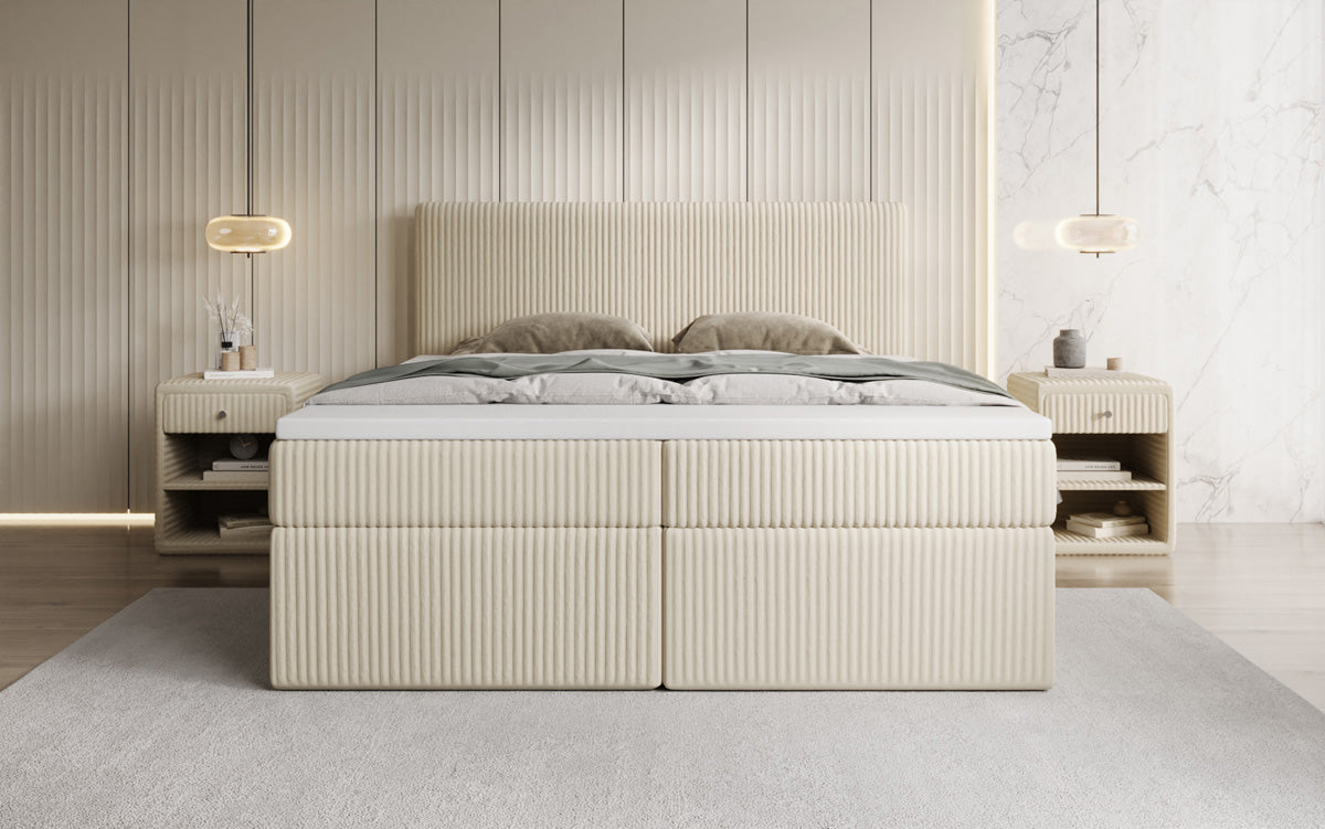 Boxspringbett Kubo in Cord mit Stauraum
