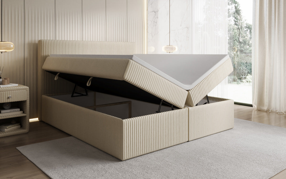 Boxspringbett Kubo in Cord mit Stauraum