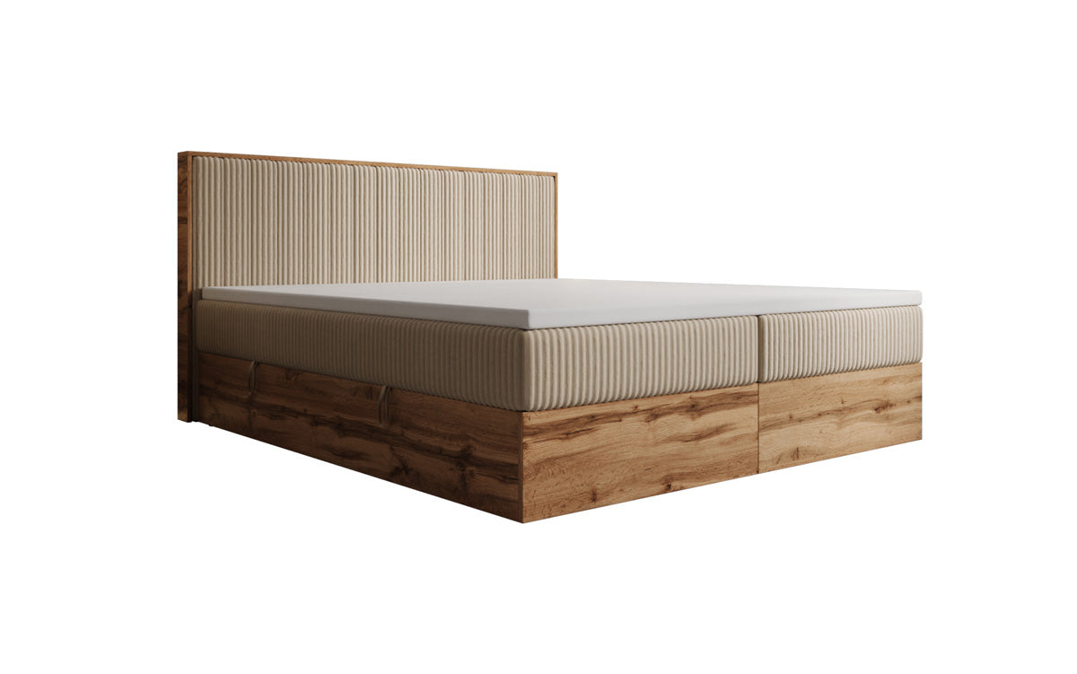 Boxspringbett Timber Line in Cord mit Stauraum
