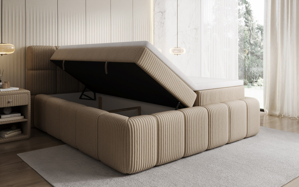 Boxspringbett Bombo in Cord mit Stauraum