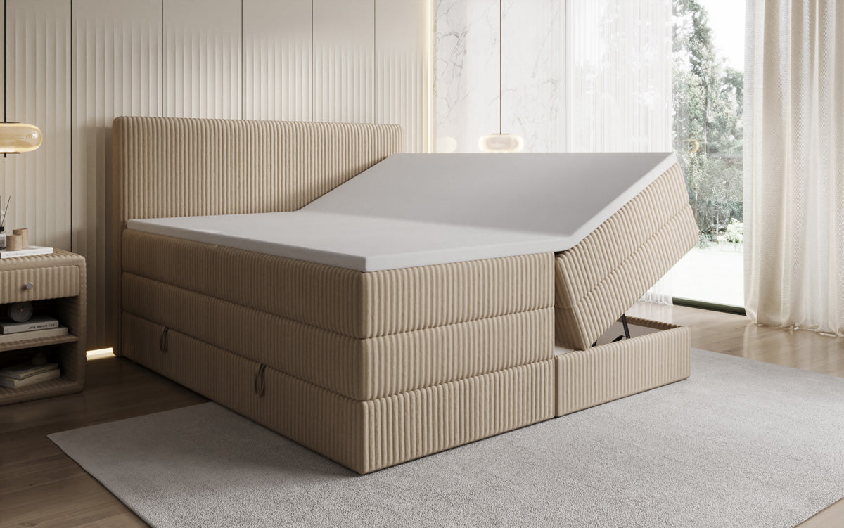 Boxspringbett Kubo King in Cord mit Stauraum