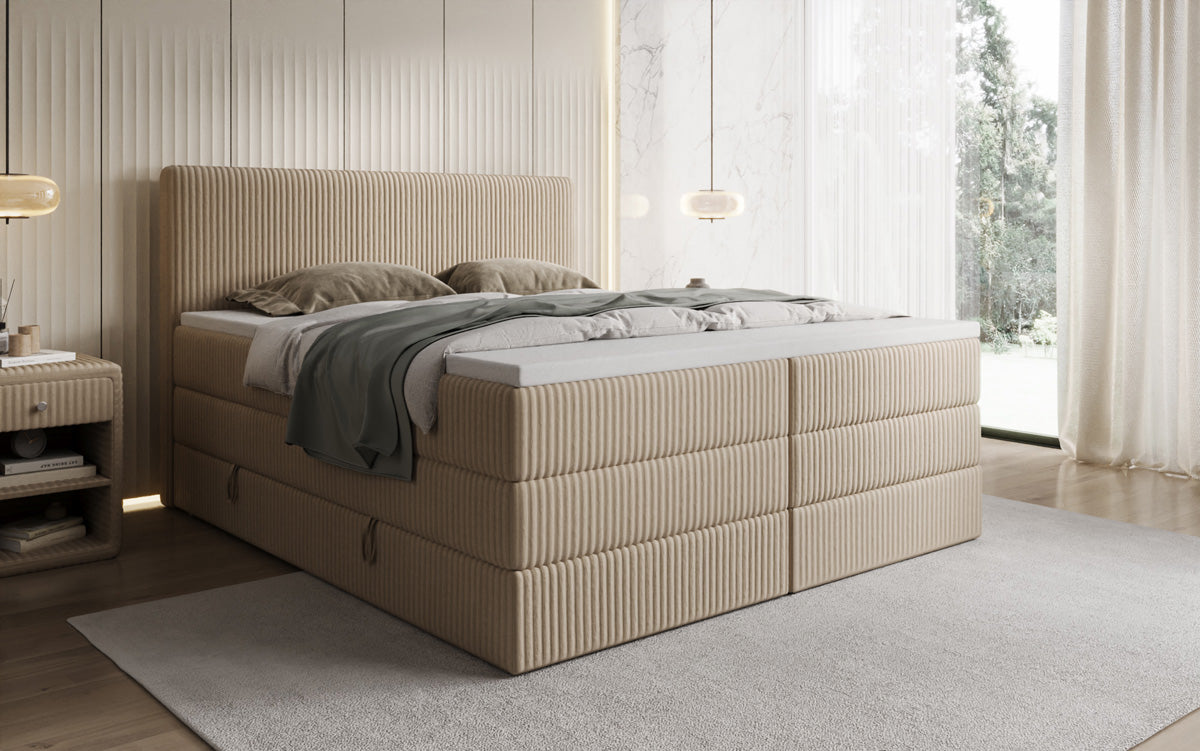 Boxspringbett Kubo King in Cord mit Stauraum