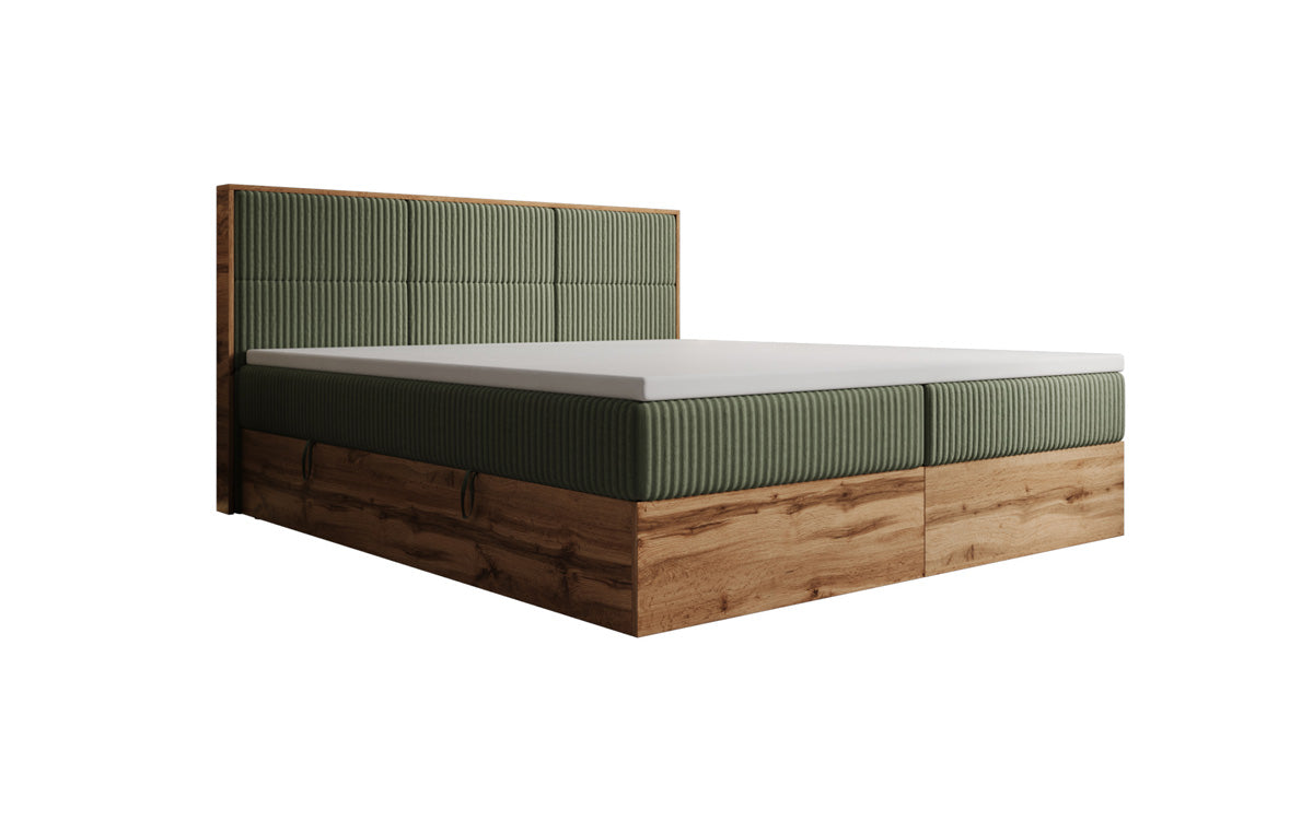 Boxspringbett Timber Panel in Cord mit Stauraum