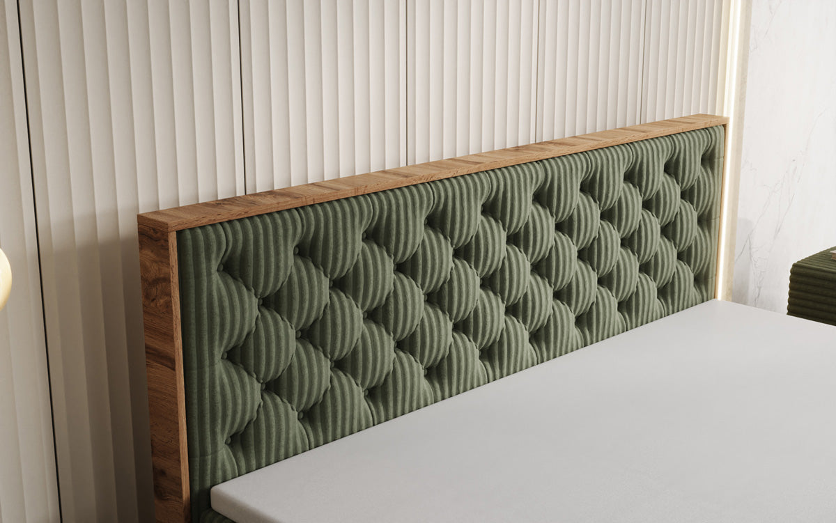 Boxspringbett Timber Chester in Cord mit Stauraum