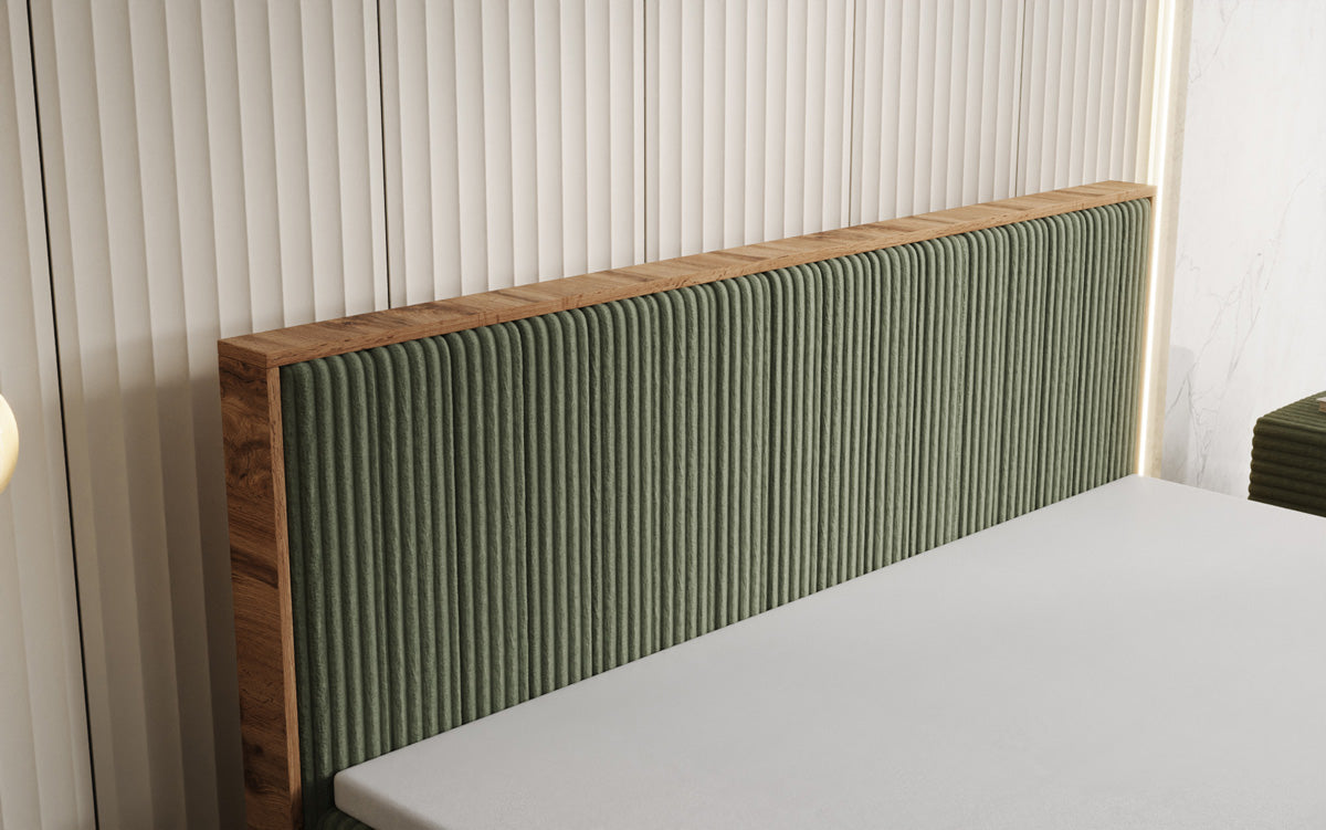 Boxspringbett Timber Line in Cord mit Stauraum