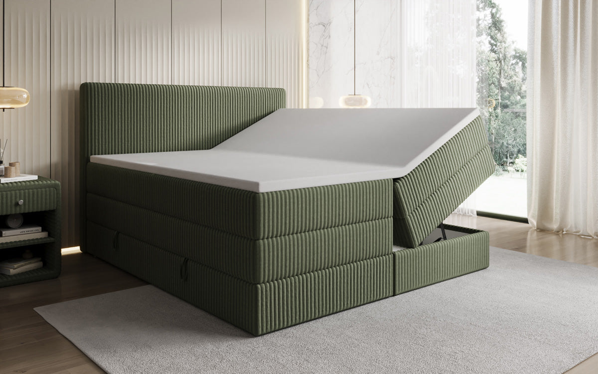Boxspringbett Kubo King in Cord mit Stauraum