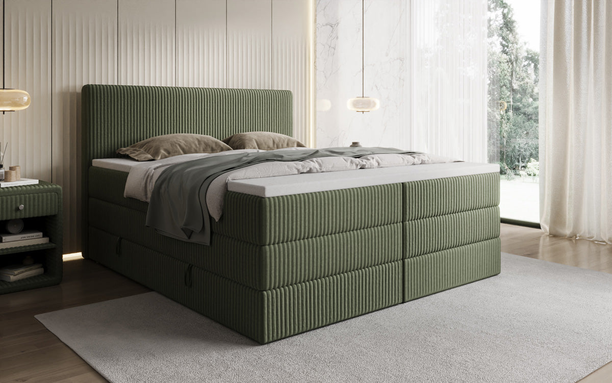 Boxspringbett Kubo King in Cord mit Stauraum