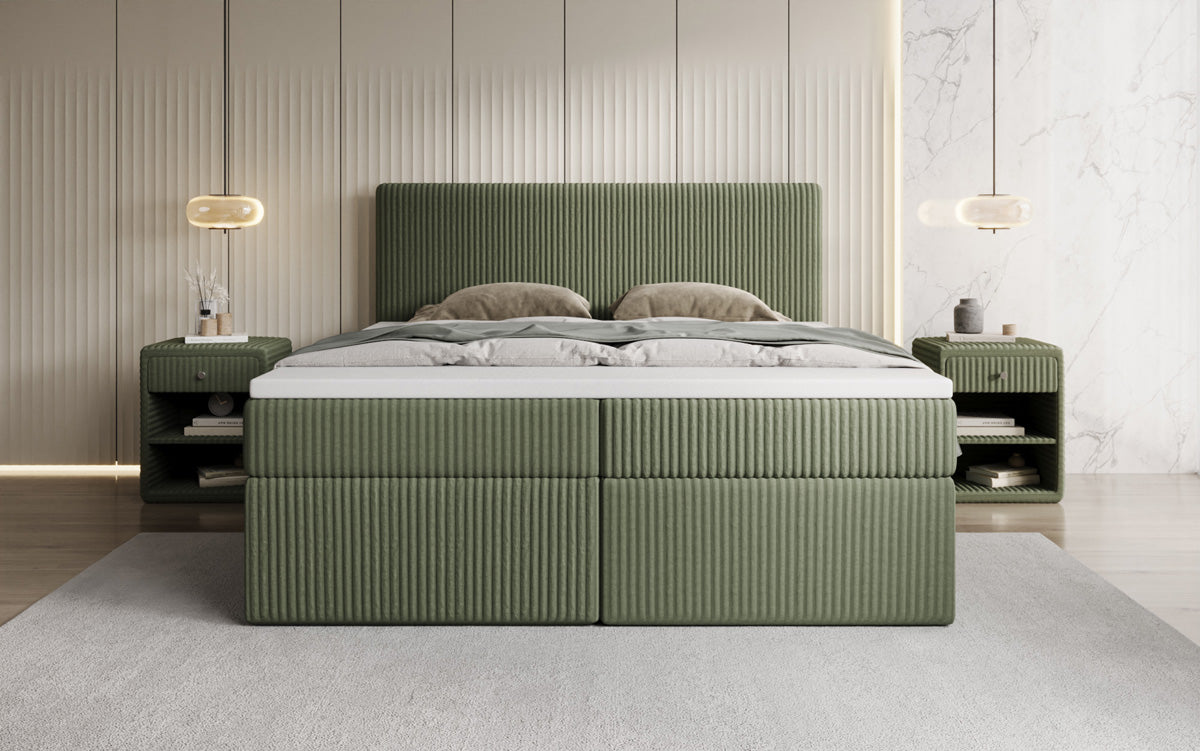 Boxspringbett Kubo in Cord mit Stauraum