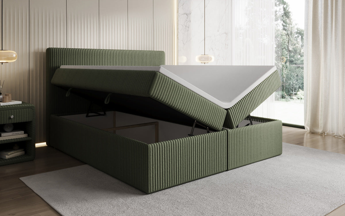 Boxspringbett Kubo in Cord mit Stauraum