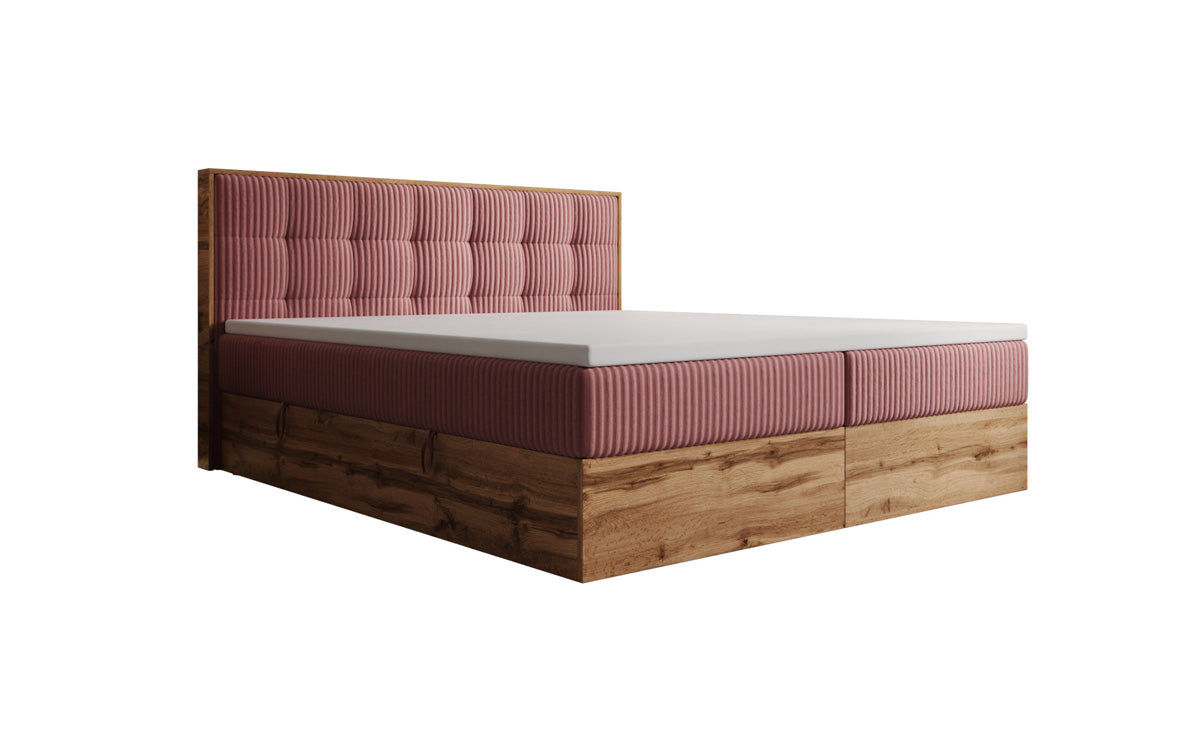 Boxspringbett Timber Quad in Cord mit Stauraum