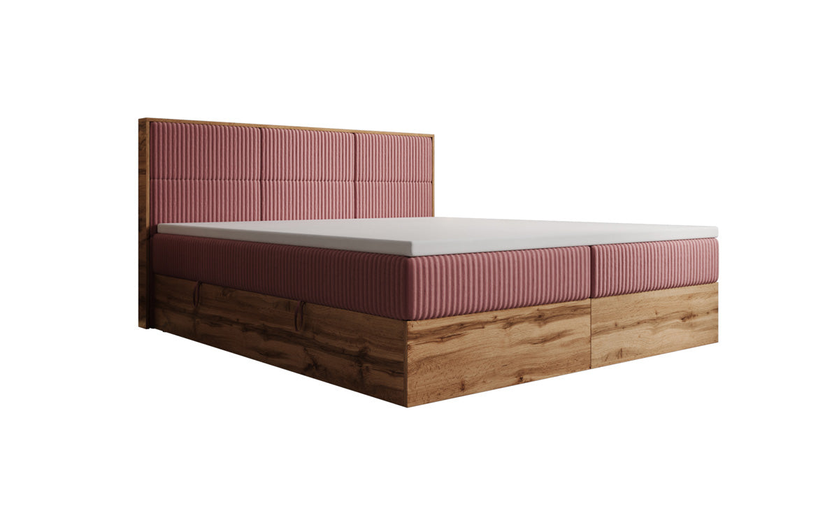 Boxspringbett Timber Panel in Cord mit Stauraum