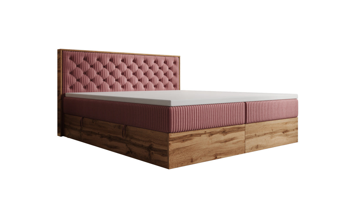 Boxspringbett Timber Chester in Cord mit Stauraum