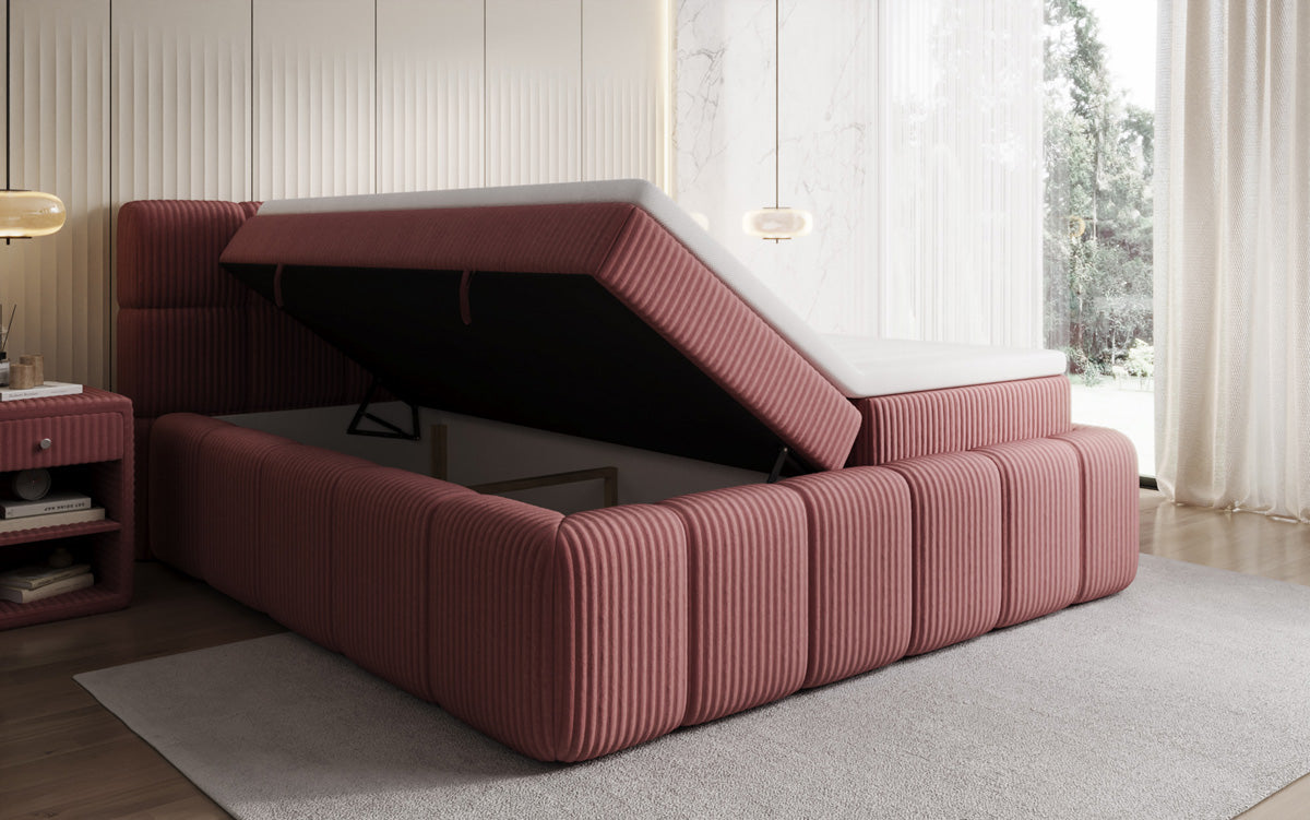Boxspringbett Bombo in Cord mit Stauraum